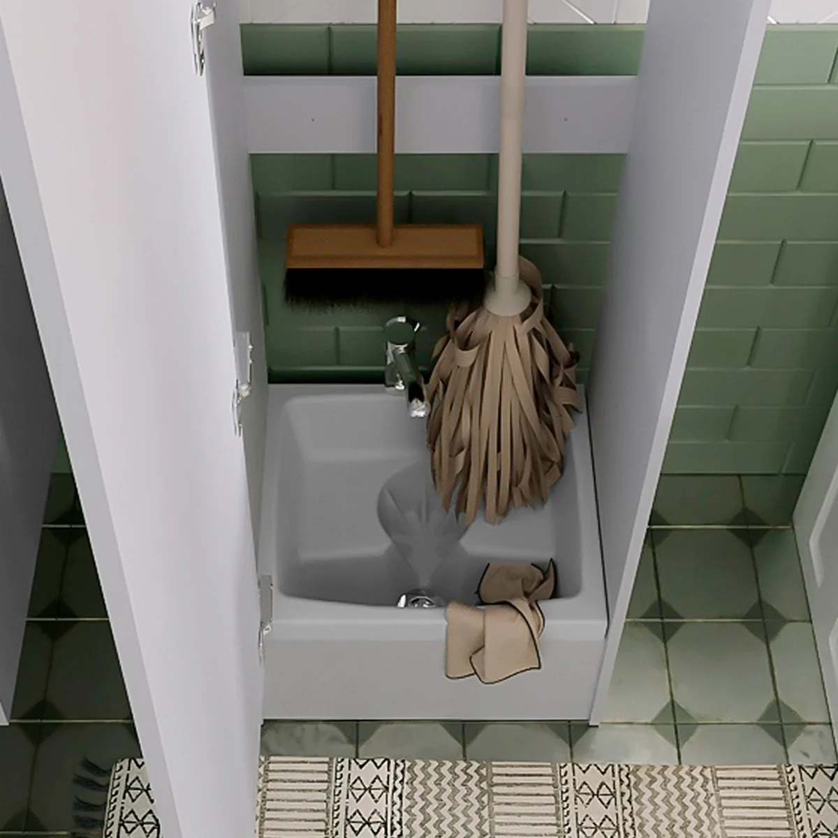 Kit-Mueble-Auxiliar-Lavatrapero-Pro-46x36-Blanco-Amb-Top Kit-Mueble-Auxiliar-Lavatrapero-Pro-46x36-Blanco-Amb-Top