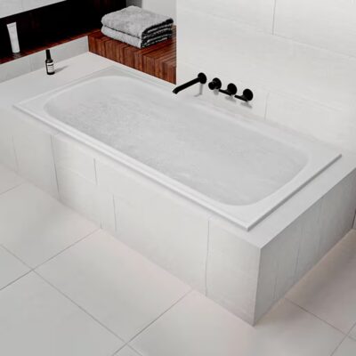 Tina de baño Italiana de 150x70 cm para empotrar de color blanco