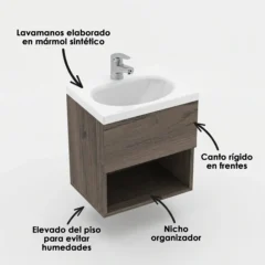 COMBO LAVAMANOS ECO + MUEBLE RAYO ELEVADO 40X30cm mitte blanco FT