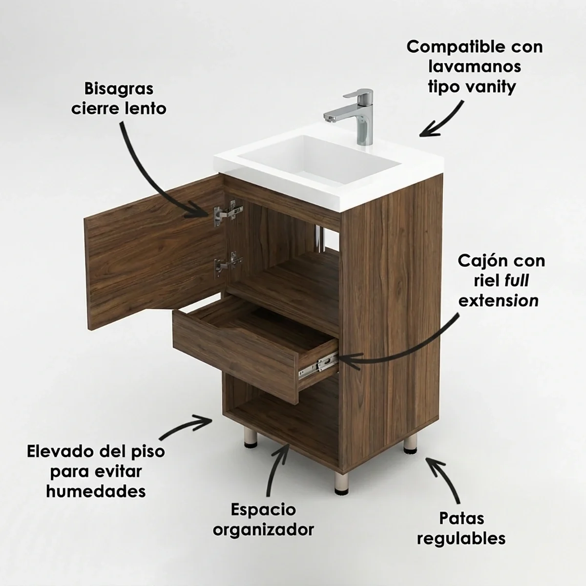COMBO LAVAMANOS OSLO + MUEBLE VALDEZ PISO 48x43CM mitte FT COMBO LAVAMANOS OSLO + MUEBLE VALDEZ PISO 48x43CM mitte FT