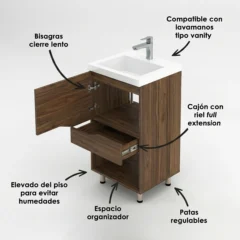 COMBO LAVAMANOS OSLO + MUEBLE VALDEZ PISO 48x43CM mitte FT