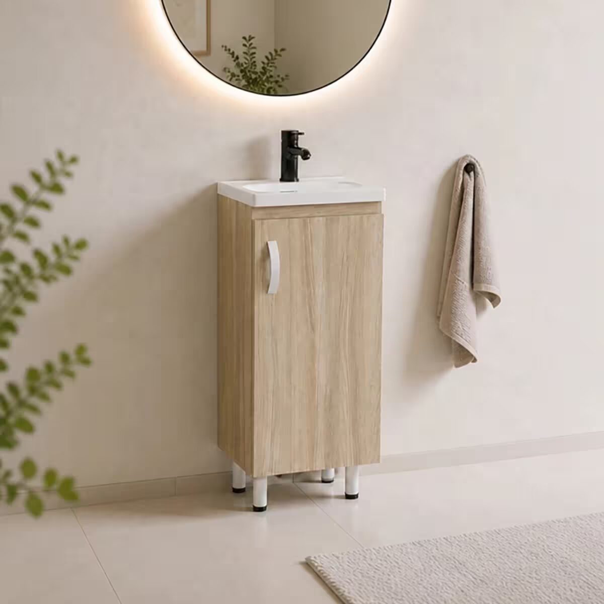 combo lavamanos eco + mueble básico piso 40x30cm