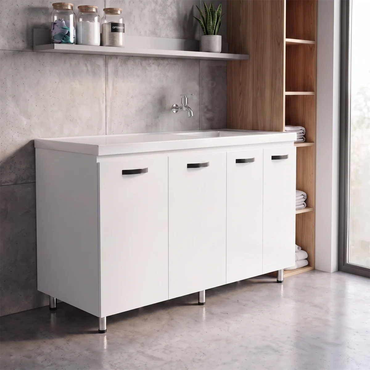 COMBO LAVADERO PRO DERECHO + MUEBLE PISO 140X60CM Amb COMBO LAVADERO PRO DERECHO + MUEBLE PISO 140X60CM Amb