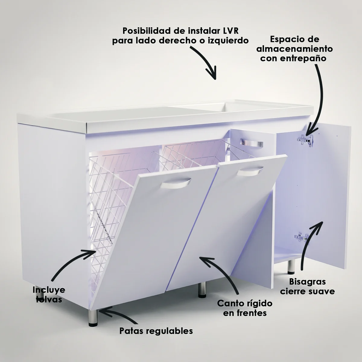 COMBO LAVADERO PRO DERECHO + MUEBLE PISO 140X60CM open FT COMBO LAVADERO PRO DERECHO + MUEBLE PISO 140X60CM open FT