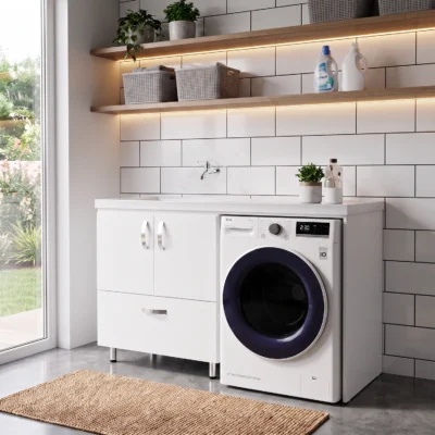 COMBO LAVADERO PRO + MUEBLE PRO PISO PARA LAVADORA 140x60CM
