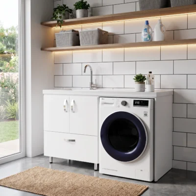 COMBO LAVADERO PRO + MUEBLE PRO PISO PARA LAVADORA 140x60CM