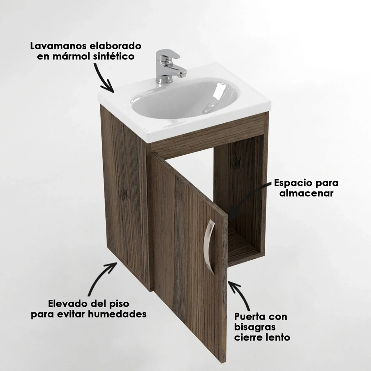 COMBO LAVAMANOS ECO + MUEBLE BÁSICO ELEVADO CON MANIJAS 40X30CM Mitte blanco FT COMBO LAVAMANOS ECO + MUEBLE BÁSICO ELEVADO CON MANIJAS 40X30CM Mitte blanco FT