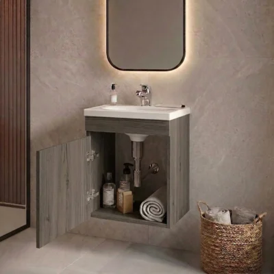 COMBO LAVAMANOS ECO + MUEBLE BÁSICO ELEVADO SIN MANIJAS 40X30CM Mitte blanco A FB