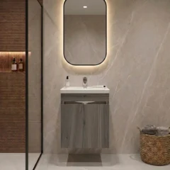 COMBO LAVAMANOS ECO + MUEBLE BÁSICO ELEVADO SIN MANIJAS 40X30CM Mitte blanco C Amb F
