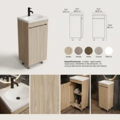 COMBO LAVAMANOS ECO + MUEBLE BÁSICO PISO SIN MANIJAS 40X30cm soder FT