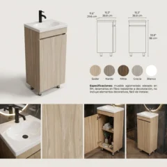 COMBO LAVAMANOS ECO + MUEBLE BÁSICO PISO SIN MANIJAS 40X30cm soder FT