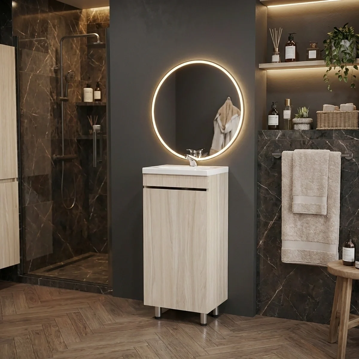 COMBO LAVAMANOS ECO + MUEBLE BÁSICO PISO SIN MANIJAS 40X30cm soder gral blanco COMBO LAVAMANOS ECO + MUEBLE BÁSICO PISO SIN MANIJAS 40X30cm soder gral blanco