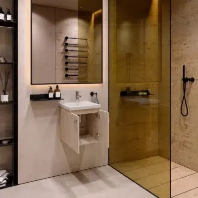COMBO LAVAMANOS SIENA + MUEBLE BÁSICO ELEVADO 48X43cm + GRIFERÍA open iso soder