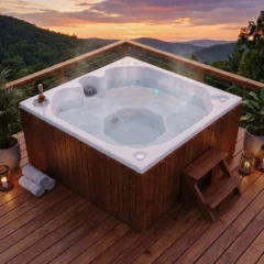 HIDROMASAJE SANTORINI BASIC SPA PORTÁTIL 180X180CM blanco detalle