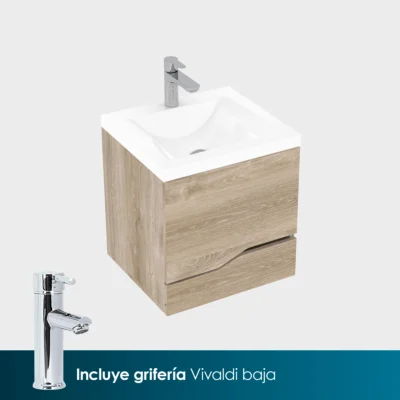 COMBO LAVAMANOS SIENA + MUEBLE VALDEZ 48X43CM + GRIFERÍA