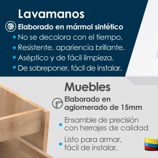 Domodomo - Mueble de baño con Lavabo de 85 x 52 x 29 cm, Lavabo con Mueble  - Mueble de baño con Lavabo, Mueble Lavabo con pie Lavabo Fondo reducido,  Armario bajo