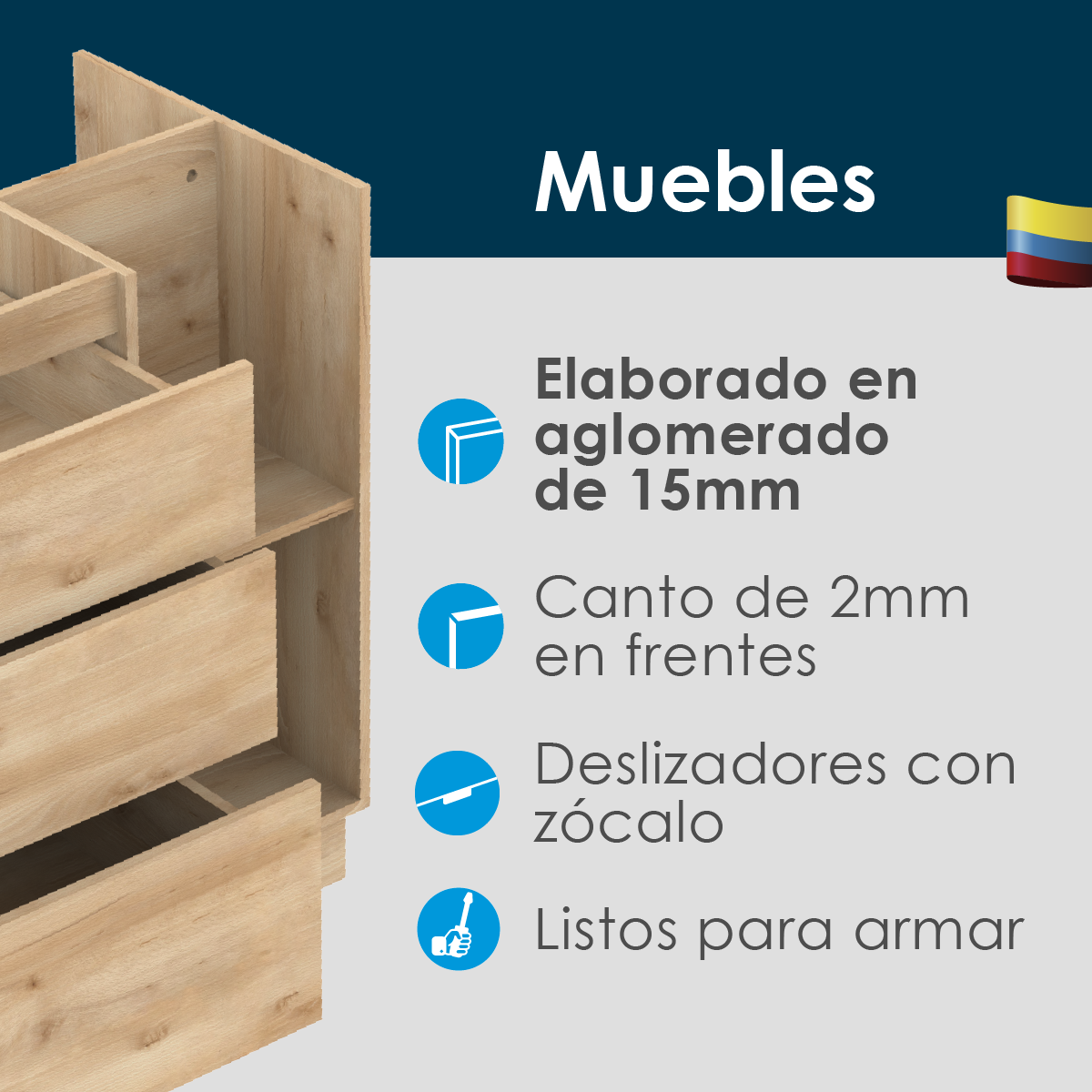 Carrusel mueble barra cocina Geos 2mm
