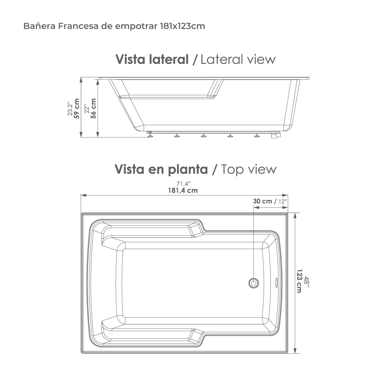 Banera-Francesa-de-empotrar-181x123cm-Plano-1 Hidromasaje