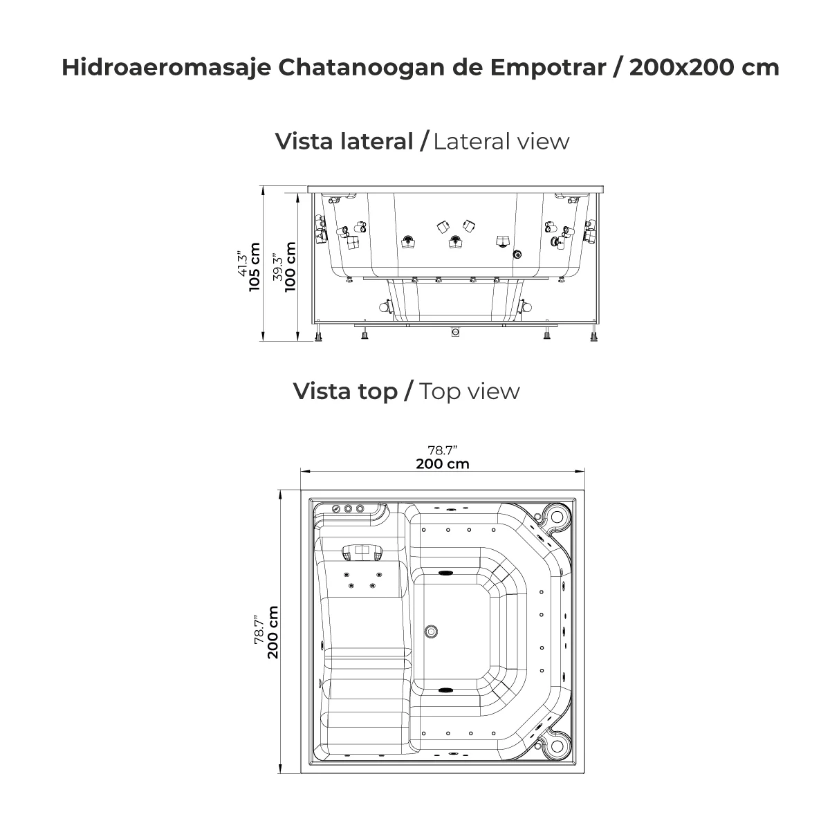 Hidroaeromasaje-Chatanoogan-de-Empotrar-200x200cm Hidromasaje