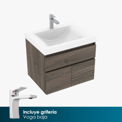 COMBO LAVAMANOS SIENA+MUEBLE MACAO LIFE 63X48cm + GRIFERÍA