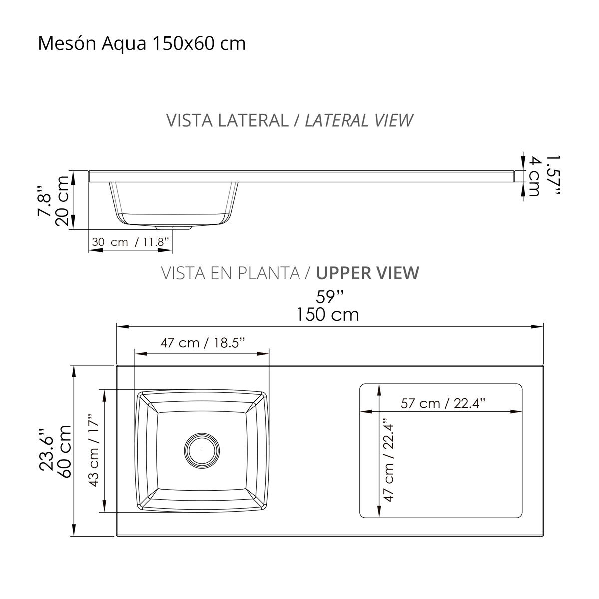 Mesón para cocina planos