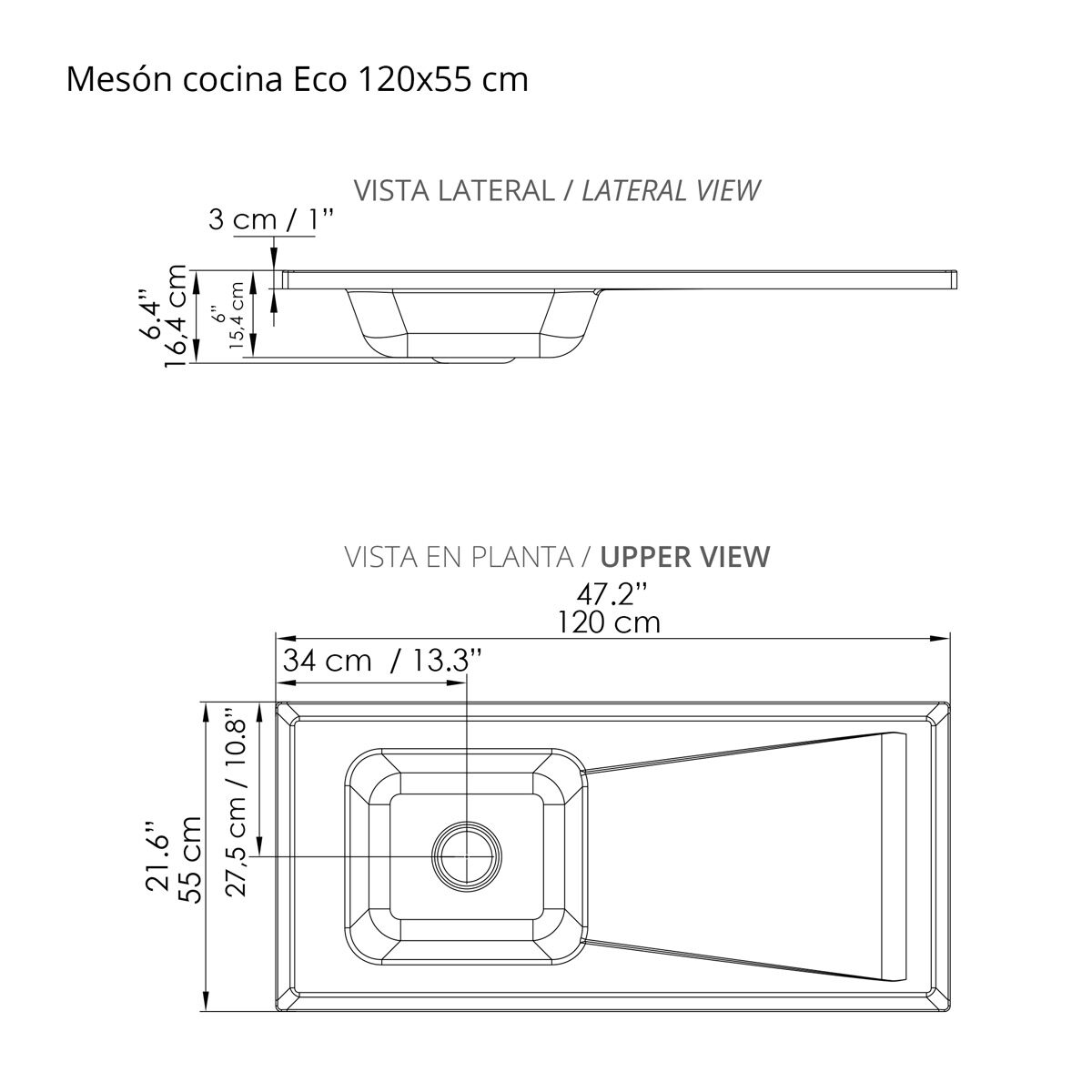 Mesón de cocina moderno planos