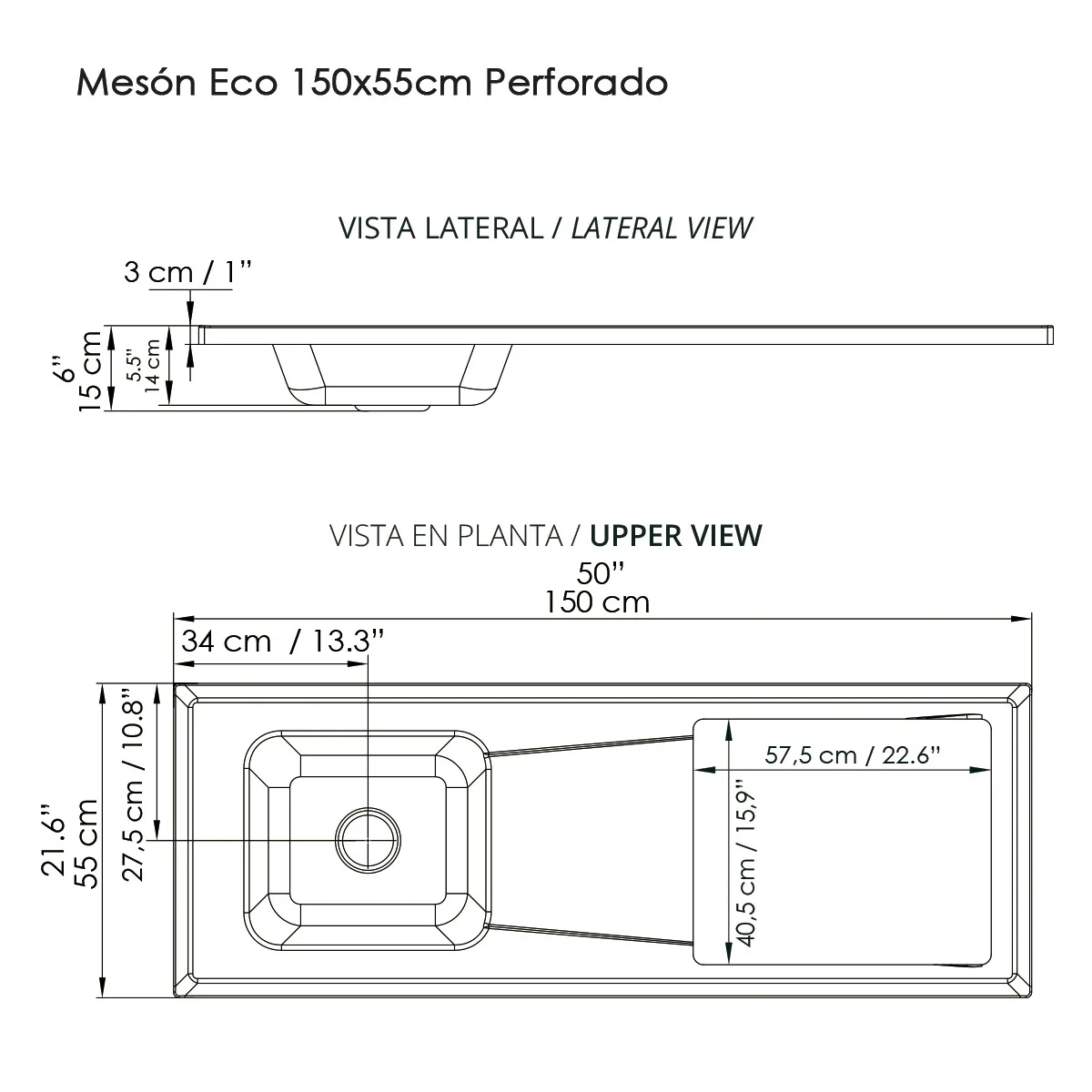 Mesón de cocina moderno planos
