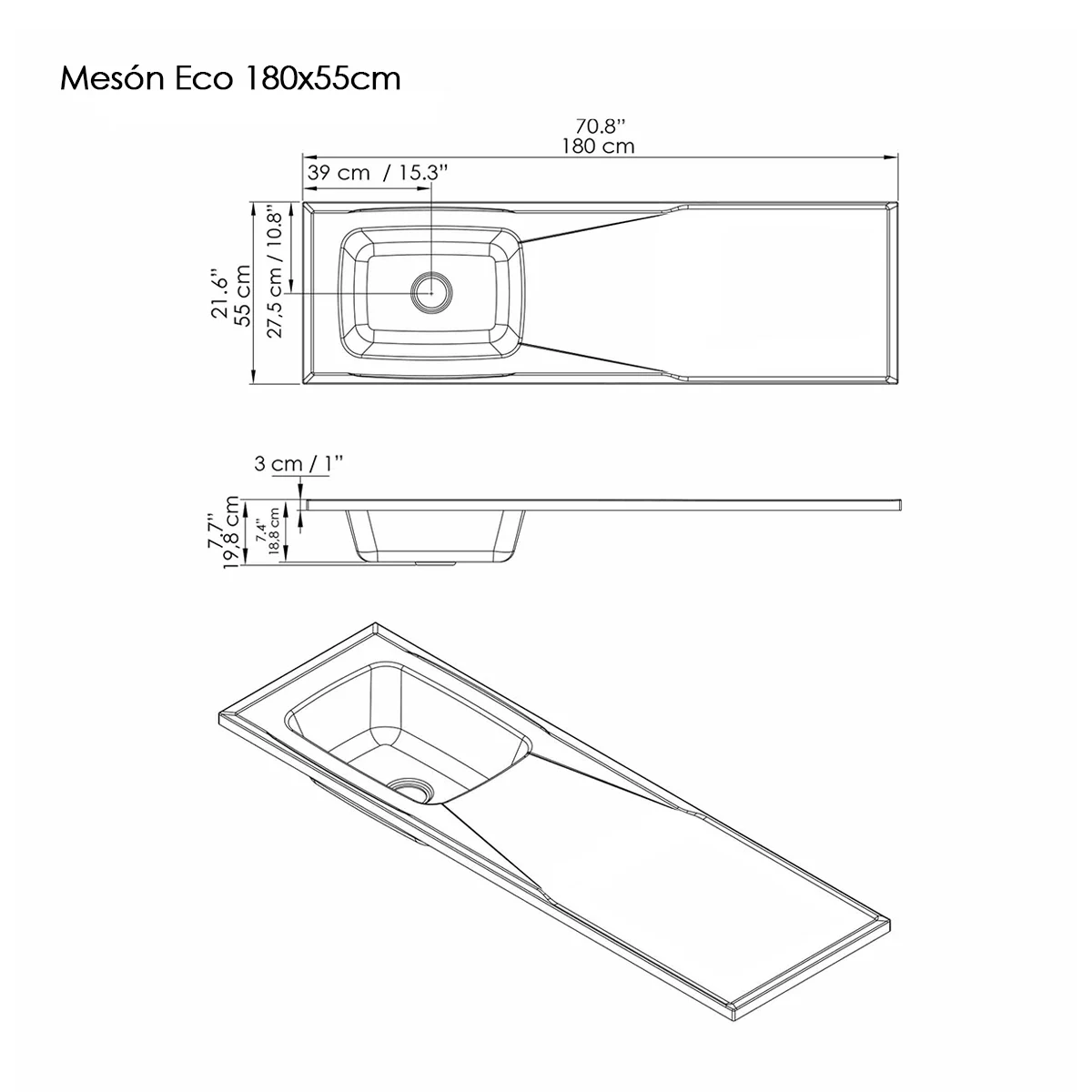 Mesón cocina planos