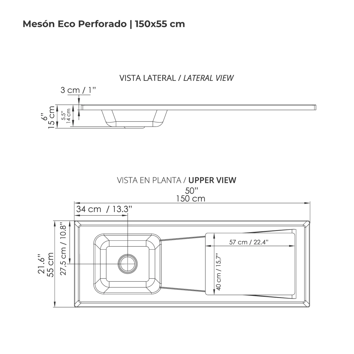 Meson-Eco-perforado-150x55-plano-Web Mesón de cocina moderno planos