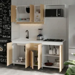COCINA INTEGRAL AMBAR CUERPO BLANCO FRENTES Tahuari 180×60 cm Amb ope