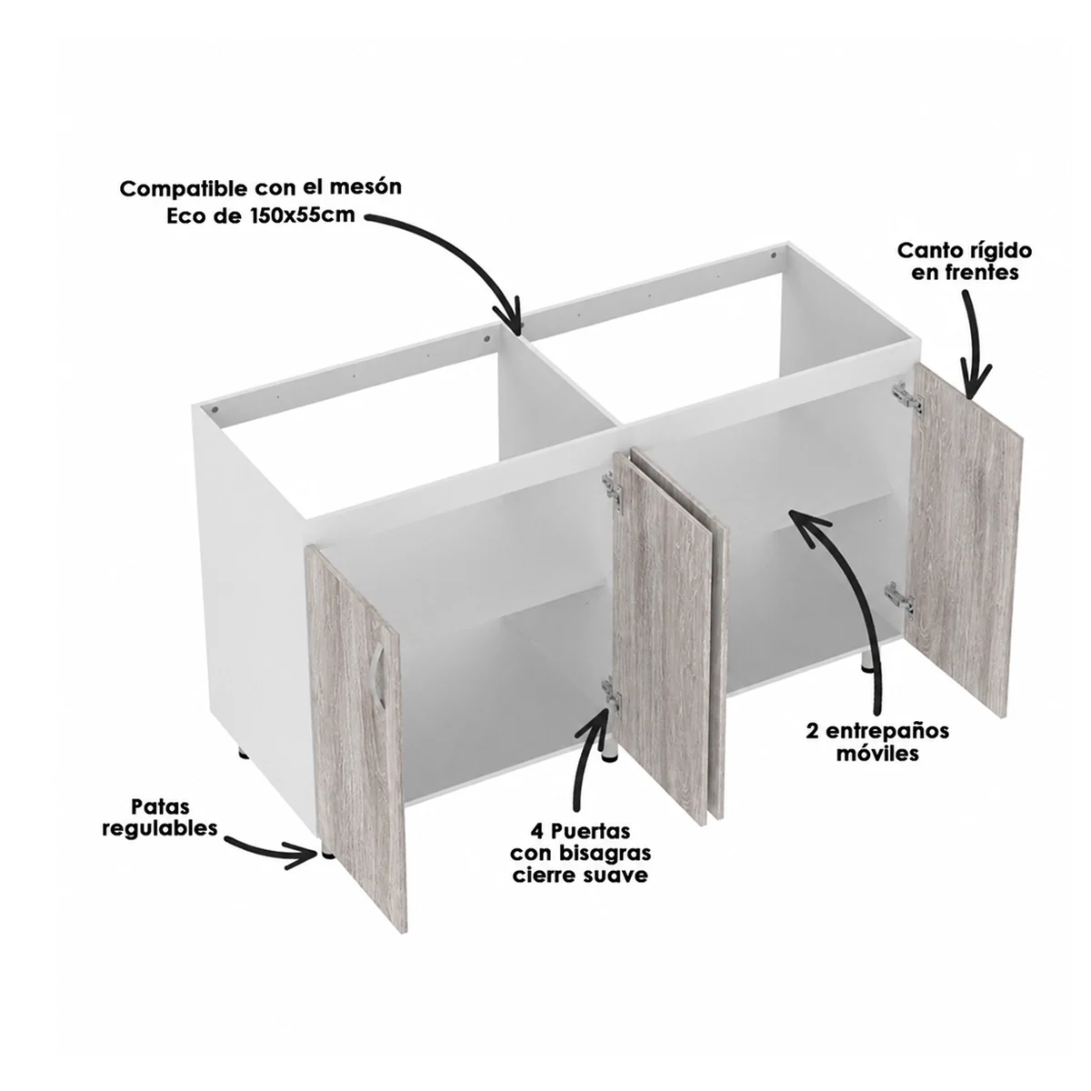 Mueble-Inf-Cocina-Vive-150x55cm-4-puertas-Blanco-Nardo-WEB2 Mueble-Inf-Cocina-Vive-150x55cm-4-puertas-Blanco-Nardo-WEB2