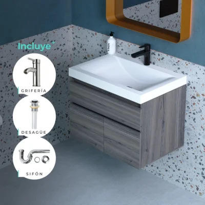 COMBO LAVAMANOS SIENA + MUEBLE MACAO CLASS + ACCESORIOS | 63X48cm