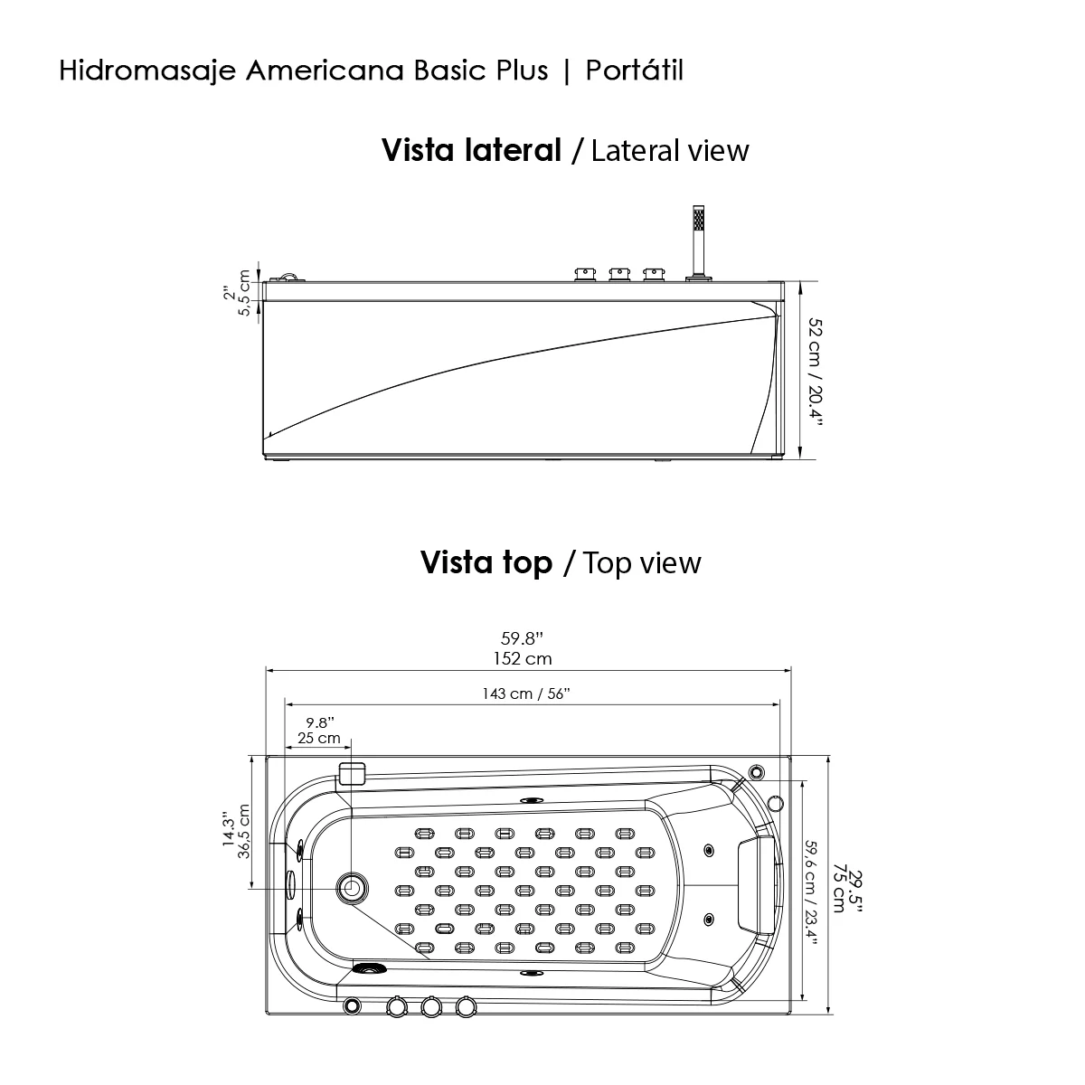 Hidromasaje-Americana-Basic-Plus-152x75-Planos Hidromasaje
