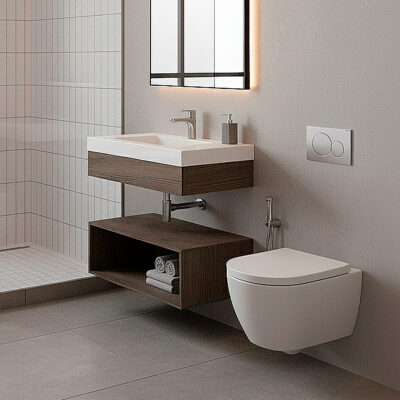 COMBO LAVAMANOS OSLO + MUEBLE GODAI ELEVADO 79x48cm + CUBO 79