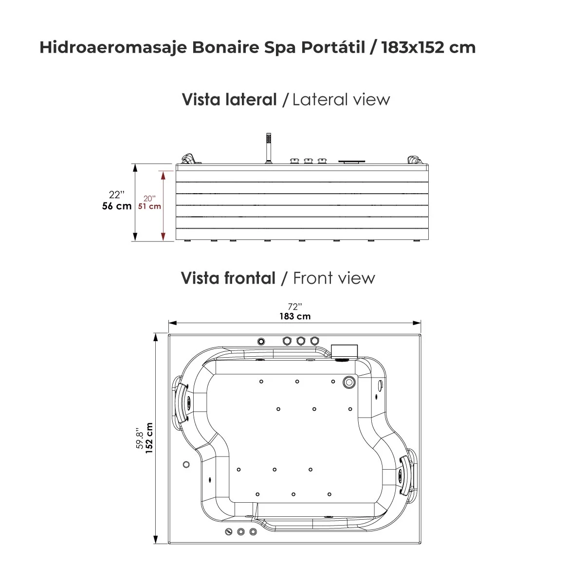 Hidroaeromasaje-Bonaire-Spa-Portátil-183x152-cm Hidroaeromasaje-Bonaire-Spa-Portátil-183x152-cm