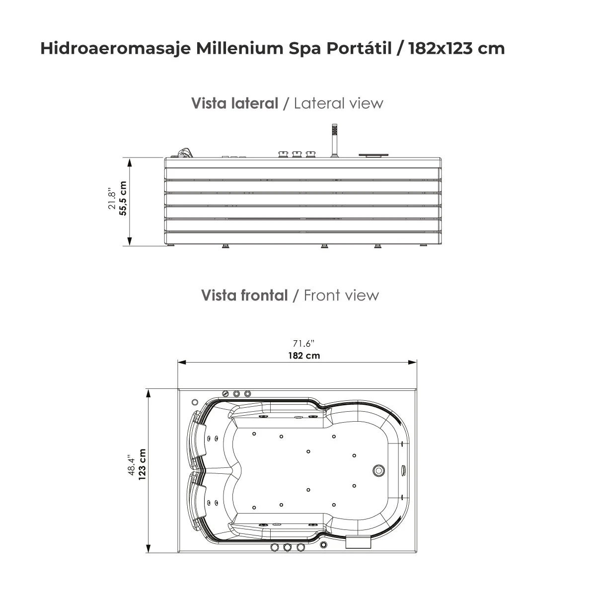 Hidroaeromasaje-Millenium-Spa-Portátil-182x123-cm Hidroaeromasaje-Millenium-Spa-Portátil-182x123-cm