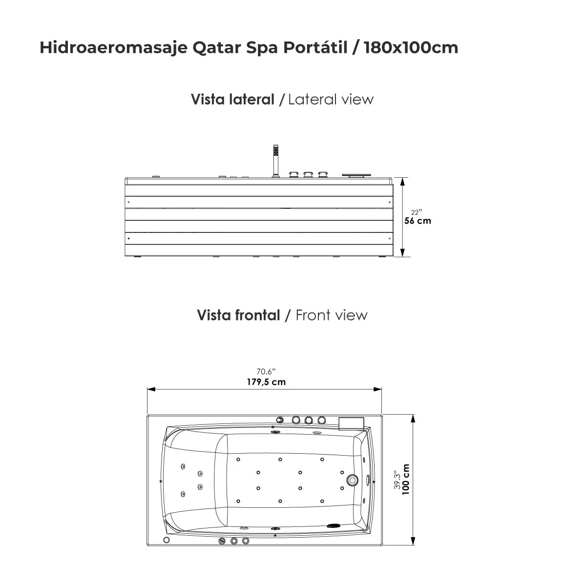 Hidroaeromasaje-Qatar-Spa-Portátil-180x100cm Hidroaeromasaje-Qatar-Spa-Portátil-180x100cm