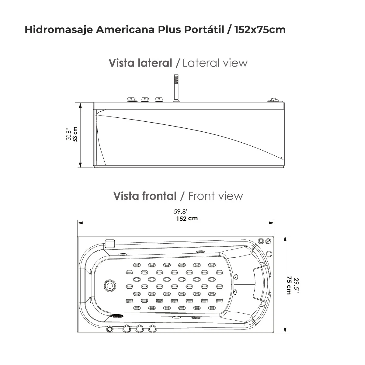 Hidromasaje-Americana-Plus-Portátil-152x75cm Hidromasaje-Americana-Plus-Portátil-152x75cm