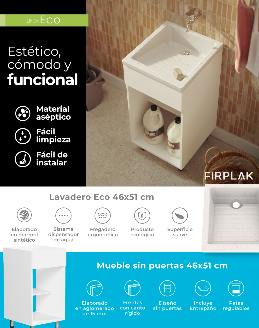 COMBO LAVADERO ECO + MUEBLE PISO SIN PUERTAS 46x51CM 1 Banner Mueble Piso Sin Puertas Lavadero Eco 46x51 Vr2